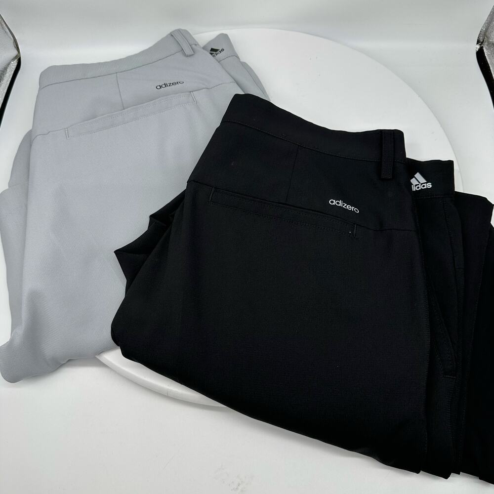 Adidas Golf Black and Gray Straight Leg Pants Mens 36X32 Athleisure Lot of 2